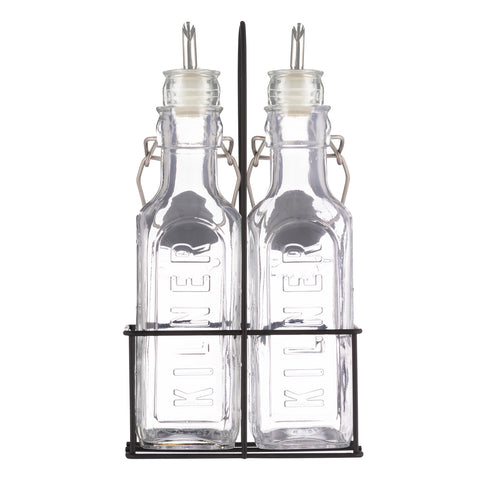 オイルボトル＆メタルラック 0.3L 2本セット（Set Of 2 Oil Bottles ＆ Metal Rack）