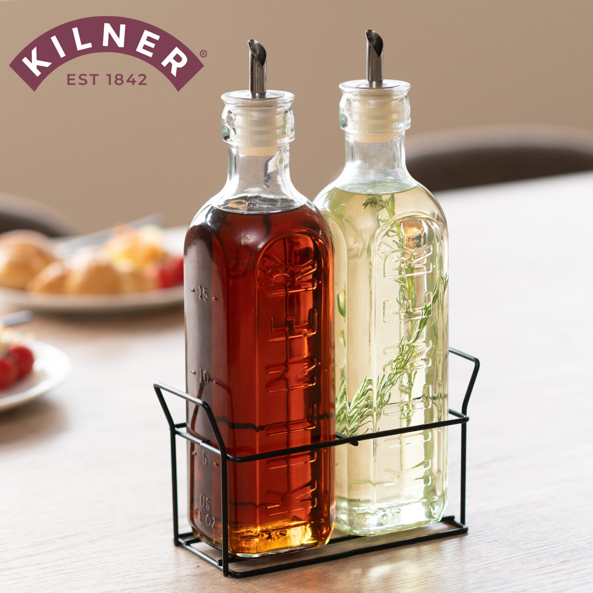 オイルボトル＆メタルラック 0.6L 2本セット（Set Of 2 Oil Bottles