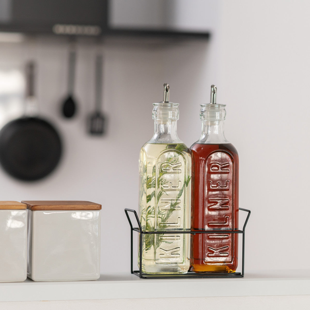 オイルボトル＆メタルラック 0.6L 2本セット（Set Of 2 Oil Bottles