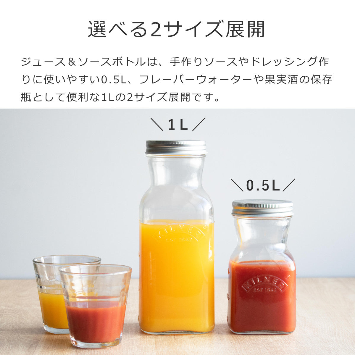 ジュースボトル 1L（Juice & Sauce Bottle） – 【公式】Kilner（キルナー）