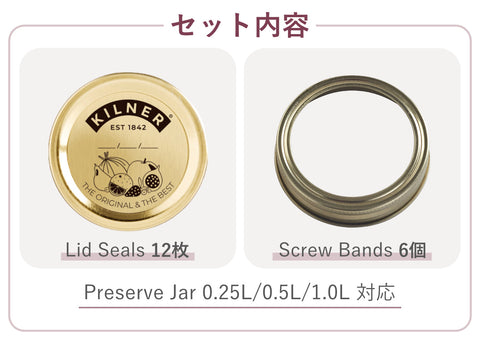 替え用蓋セット12個入りプリザーブジャー用（SetOf12PreserveJarScrewBandsLidSeals）